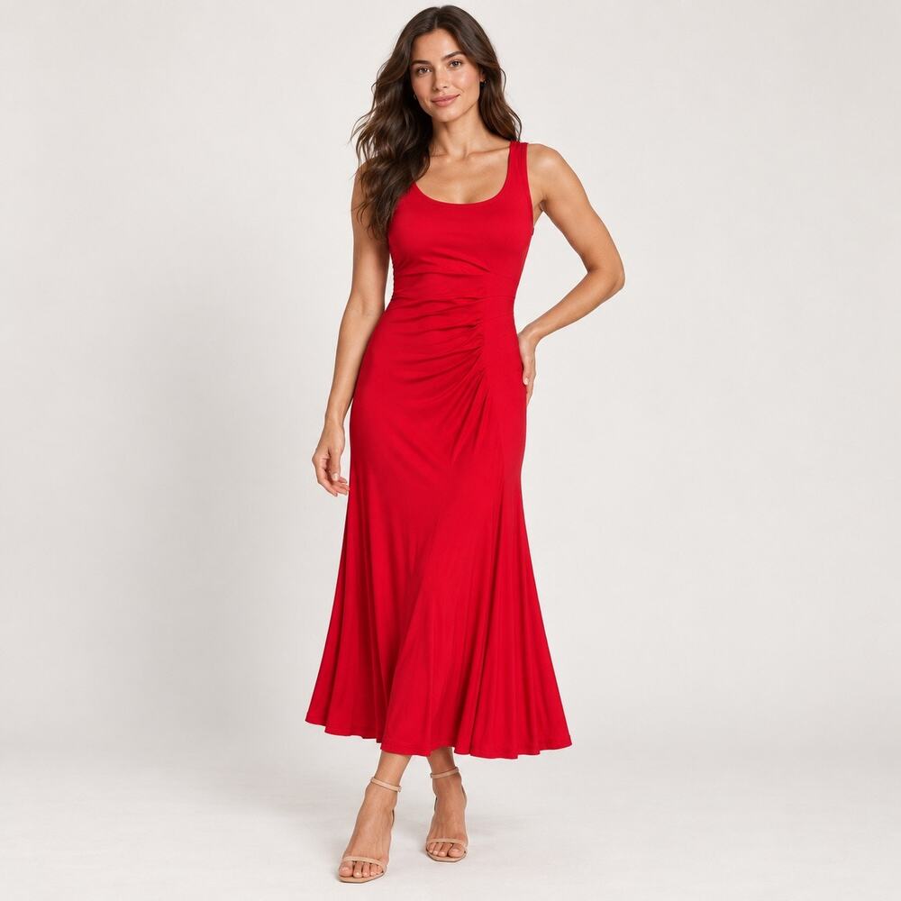 Calvin Klein Sleeveless Dress Womens 4 Red Scoop Neck Jersey Knit Stretchy NWT